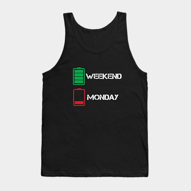 Weekend - Weekend Full Battery Monday Low Battery Tank Top by Kudostees